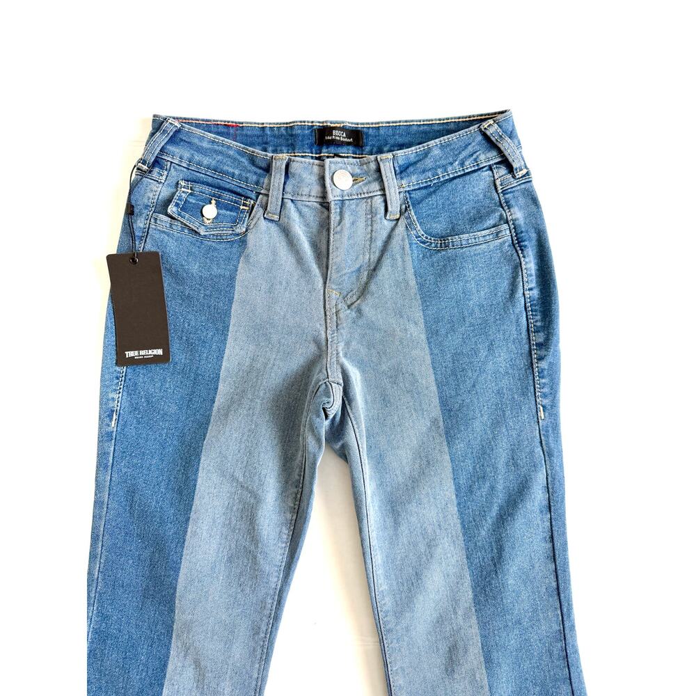 True Religion Two Tone Bootcut Becca Denim Jeans Women Size 26 - Picture 3 of 8